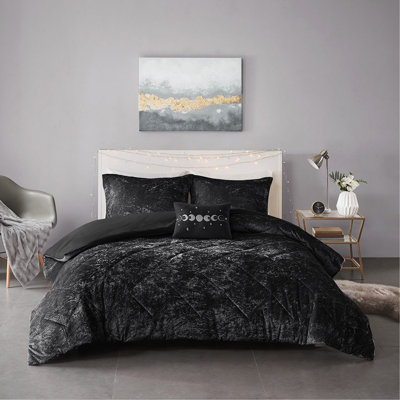 Ensemble de housse de couette en velours simple / simple TG avec coussin décoratif, luxueux motif matelassé pour un décor de chambre à coucher glamour