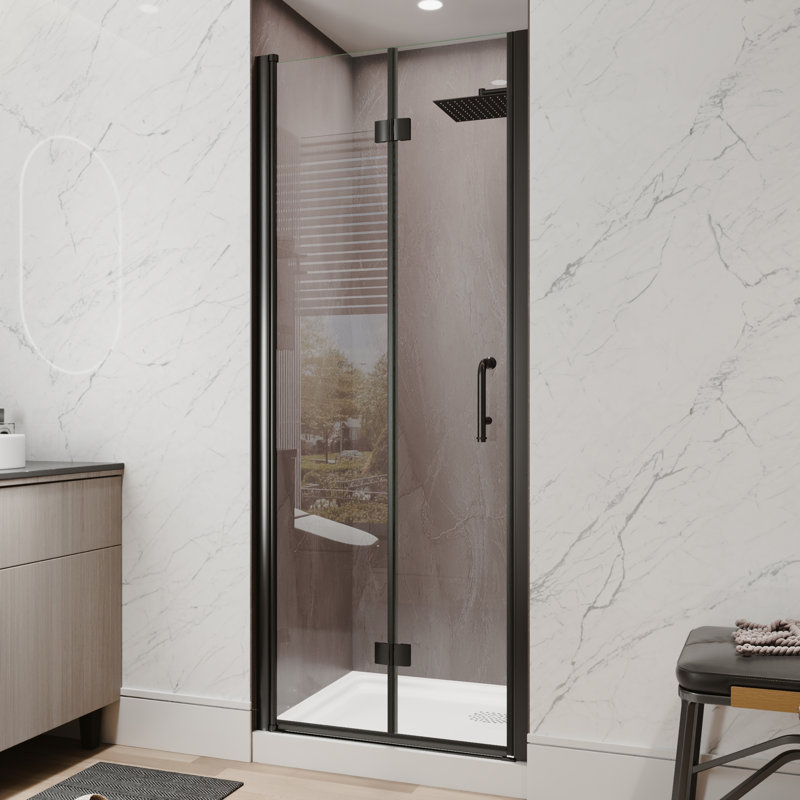 30"-32"W X 72"H Semi-Frameless 180° Rotatable Pivot Shower Door Bifold Frameless Shower Door With 1/4 Inches Tempered Glass