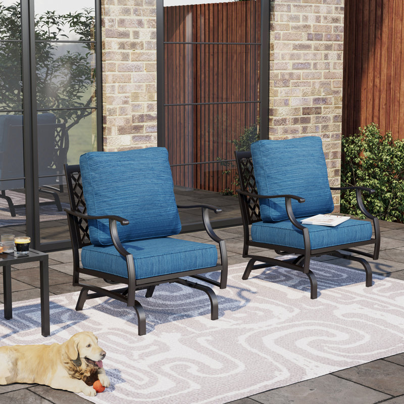 Chaises longues de patio en acier thermolaqué Argirios, Bleu paon