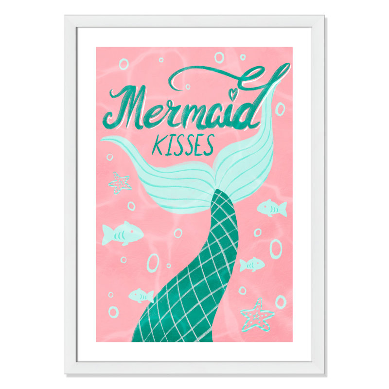 Mermaid Kisses 1, impression sur papier, H 34,5 po x l 24,5 po x P 0,6 po, Encadré plat blanc