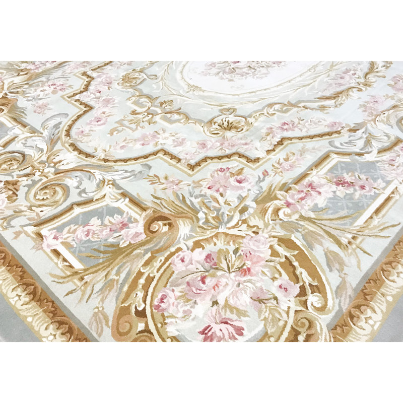 Hand-Knotted High-Quality Green and Gold Area Rug