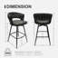 4 tabourets de bar tissés brun clair, cuir technique, pivotant à 360 °, cadre pour îlot de cuisine, bar, café pivotant revêtu de cuir, café en métal,