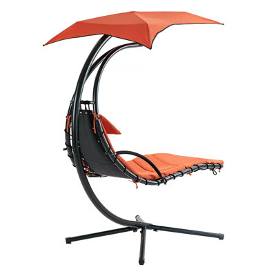 Chaise longue suspendue avec auvent amovible, balancelle d'extérieur avec coussin intégré, balancelle courbée suspendue pour balancelle au bord de la piscine, hamac avec support