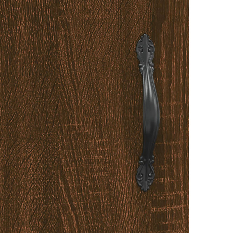 Couey 40cm W Iron Bedside Table, Brown Oak