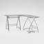 L-Shaped Glass Top Metal Base Computer Desk-29667029