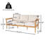 Canapé d'extérieur en bois d'acacia 3 places Terassi, finition teck clair avec coussin beige