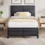 Single/Double Size Bed Frame with Wood Headboard and Footboard, Metal Platform Mattress Foundation with Strong Steel Slats, No Box Spring Needed-75231880-123835316