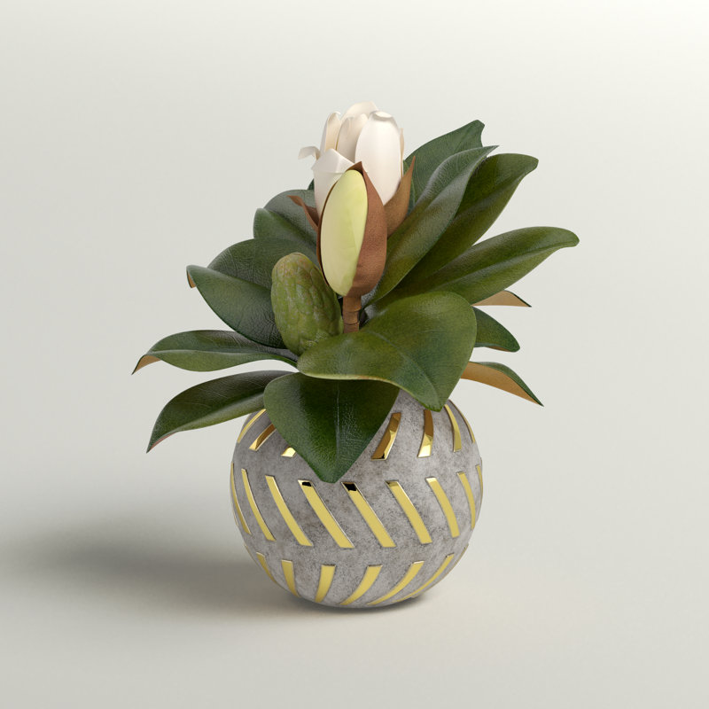 12'' Faux Flowering Plant in Ceramic Planter