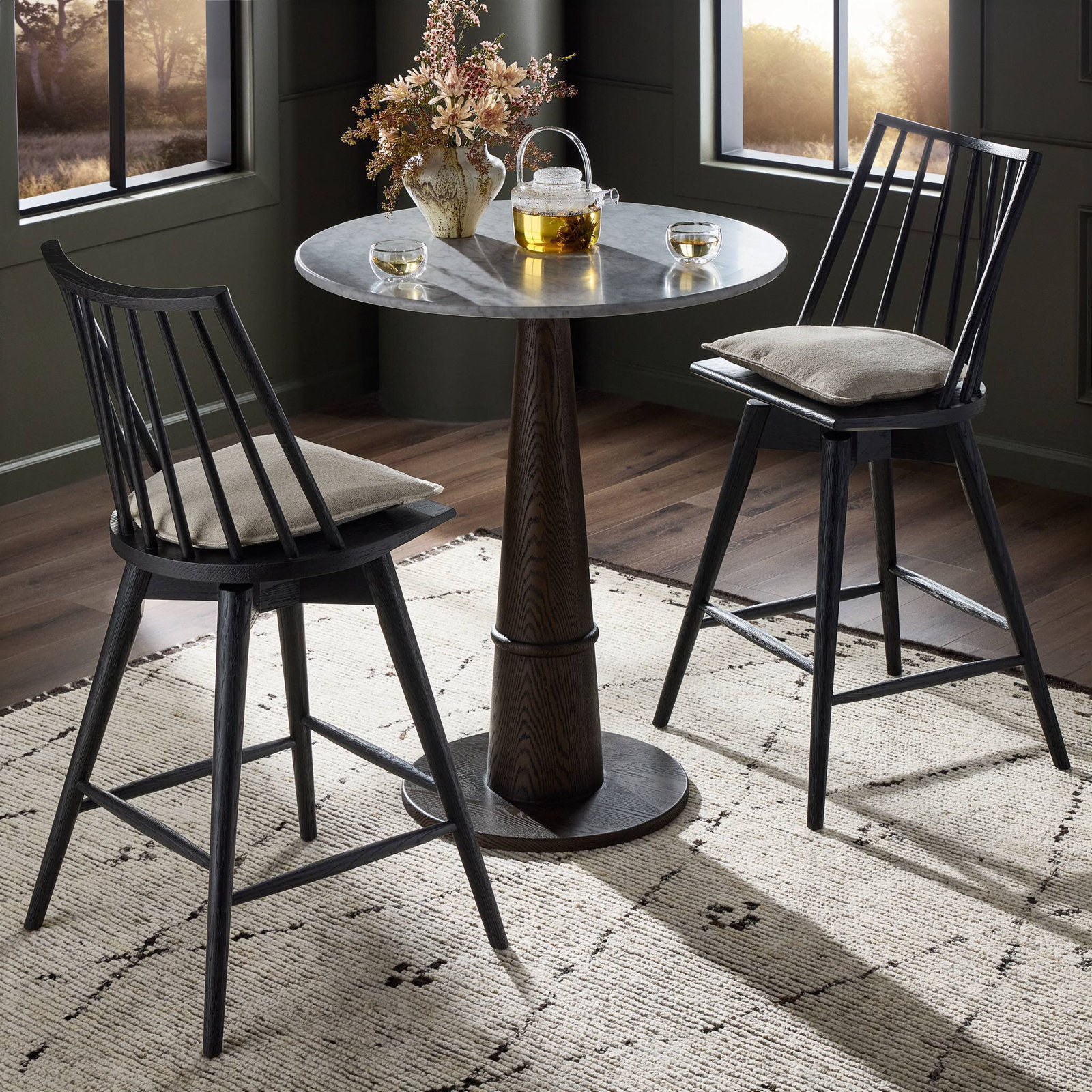 Daltrey Swivel Bar and Counter Stool, Counter Stool (26.98" Seat Height), Antwerp Natural/Linen Blend