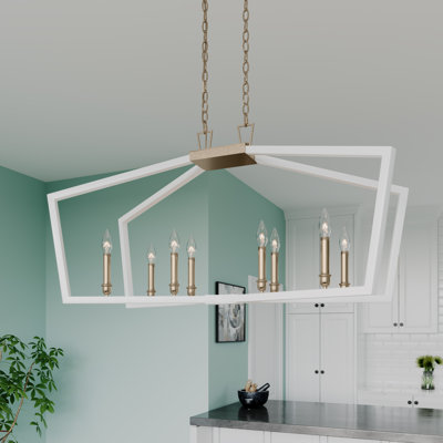 Luminaire suspendu blanc mat / or moderne 8 lumières Millennium Lighting