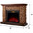 Feico Stackstone Electric Fireplace Mantel Package - Stacked Stone Design with Wood Shelf - 1,000 SQ FT