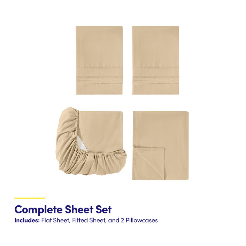 Ensemble de draps en microfibre extra douce 18-24 po, Très grand californien, Beige