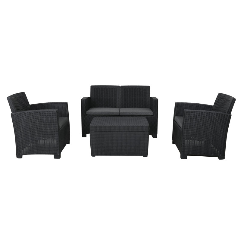 Faro Black 4 Seater Conversation Set