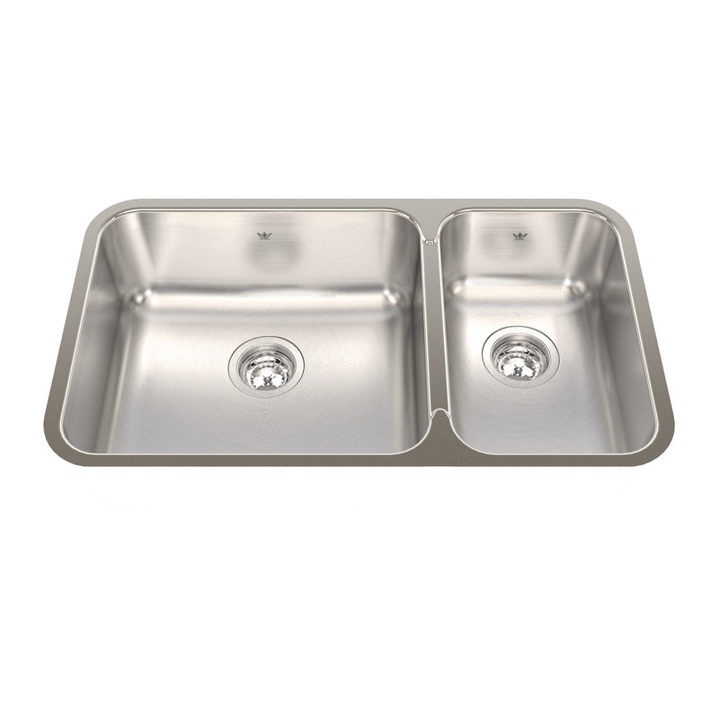 Évier de cuisine à double cuve encastrable l 31 po x l 18 po en acier inoxydable