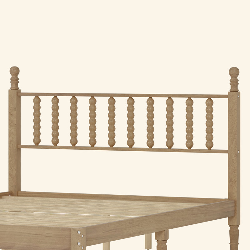 Lit plateforme en bois avec tête de lit en forme de gourde, lit plateforme de style rétro avec support à lattes en bois
