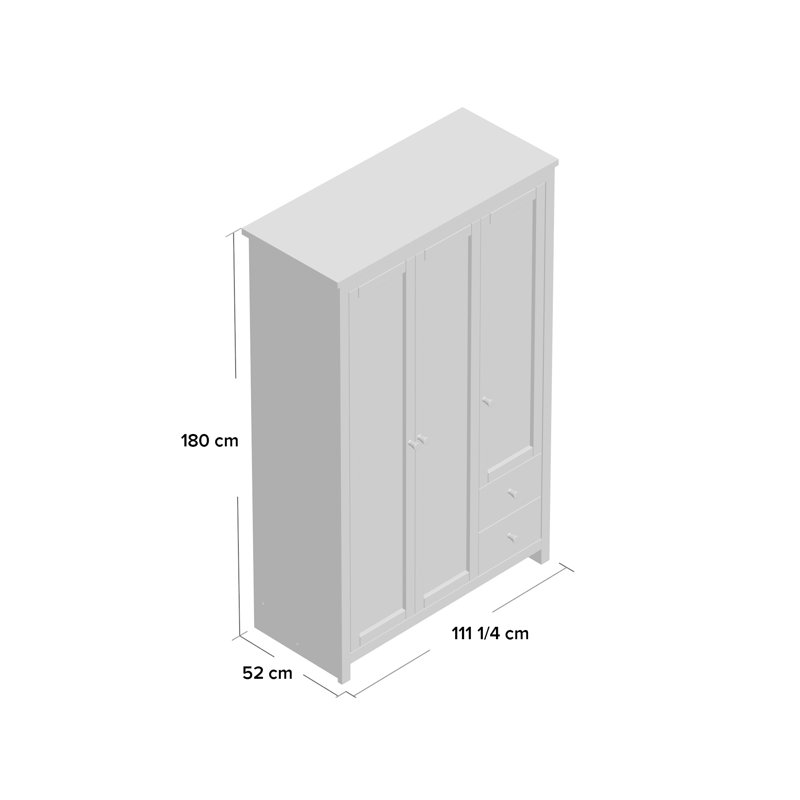 Admiranda 3 Door Manufactured Wood Wardrobe, Grey