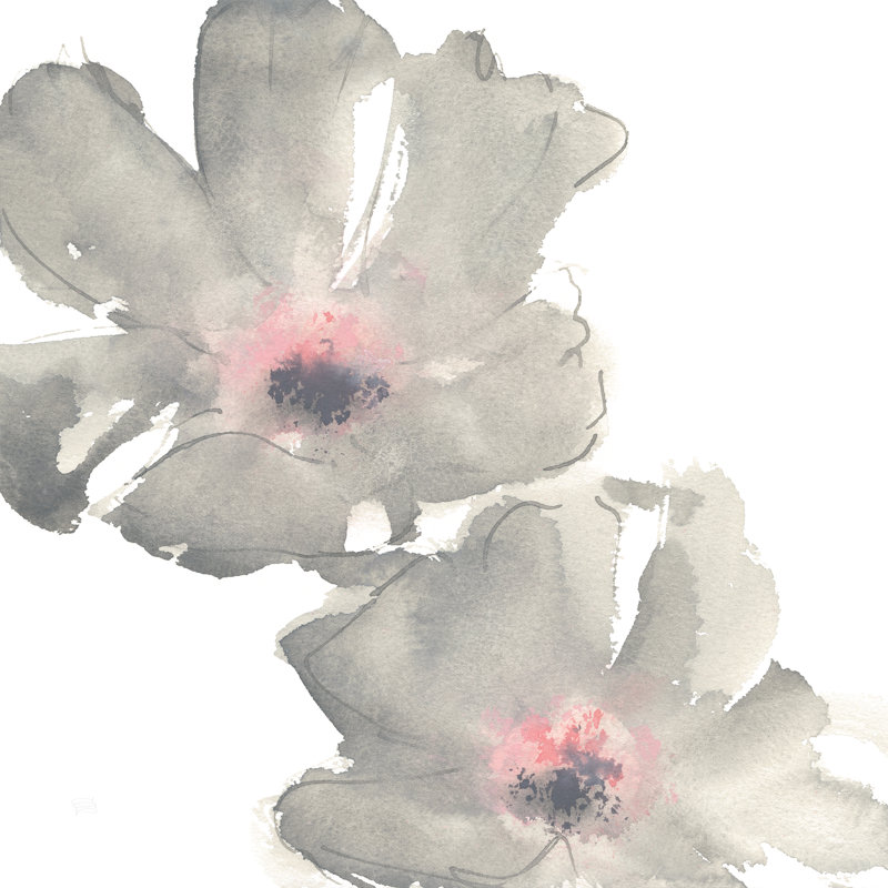 Gray Blush Cosmos I On White by Chris Paschke - Wrapped Canvas Painting, 30cm H x 30cm W x 3.8cm D