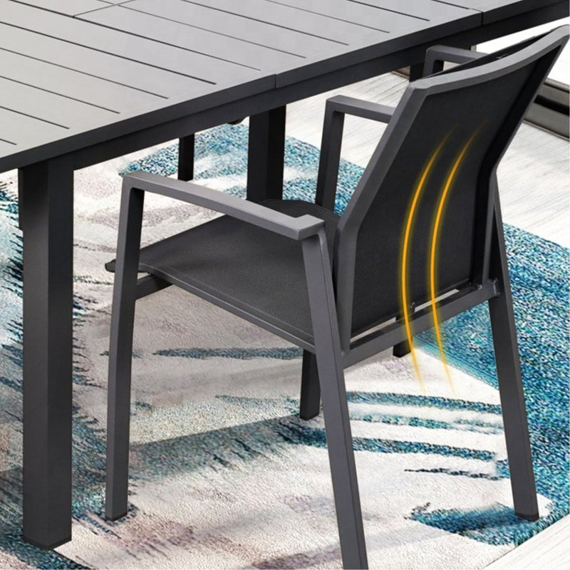 Ensemble de 4 chaises de patio en aluminium de 22,44 pouces de largeur, entièrement assemblées et empilables