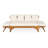 Outdoor Patio Daybed Sofa, 3-Seat Sofa With Foldable Arm 4 Back Pillows, Teak Acacia Wood Frame Beige Removable Cushion