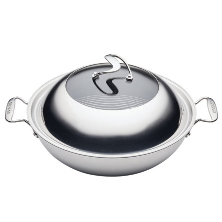 Circulon Clad Stainless Steel Wok and Hybrid SteelShield and Nonstick Technology, 14 Inch, Silver