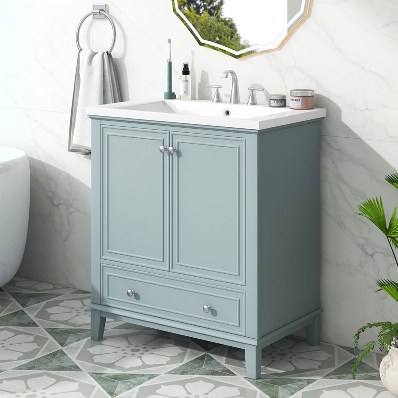 Ensemble de meuble-lavabo simple 18 po avec plateau Shritan, Vert