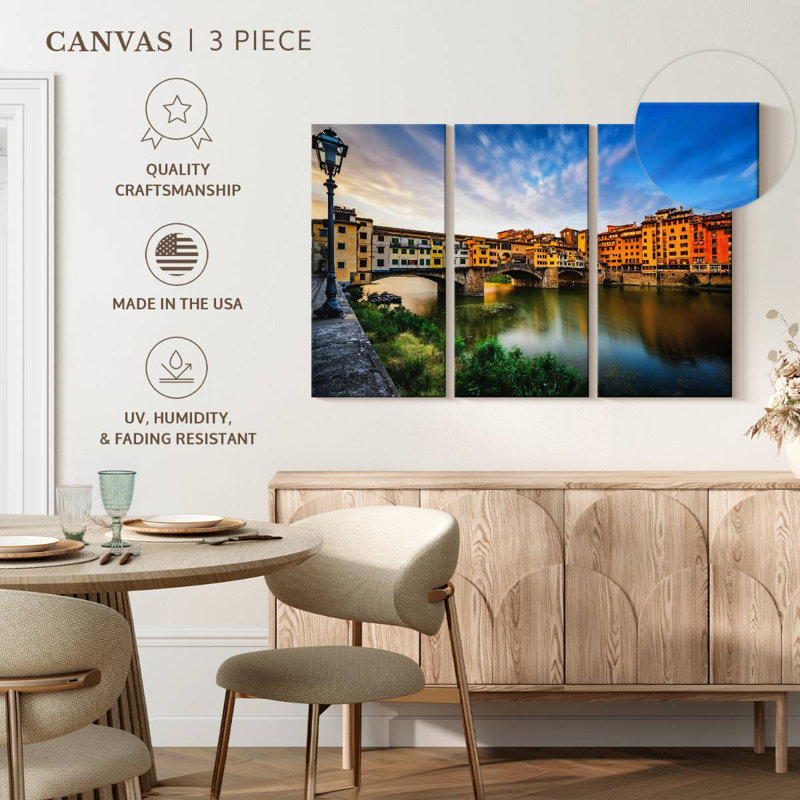 Ponte Vecchio, paysage fluvial, H 28 po x l 45 po