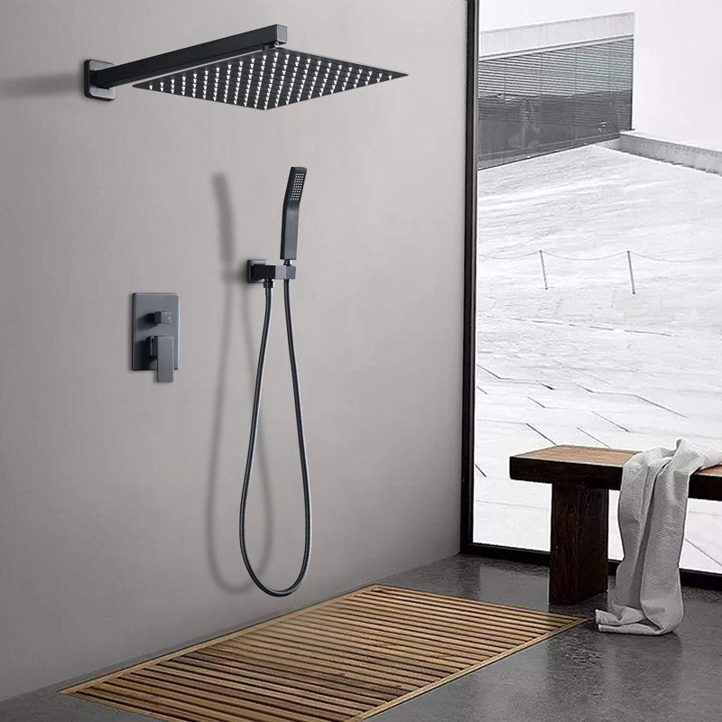 Système de douche complet à haute pression de 12 pouces avec valve brute