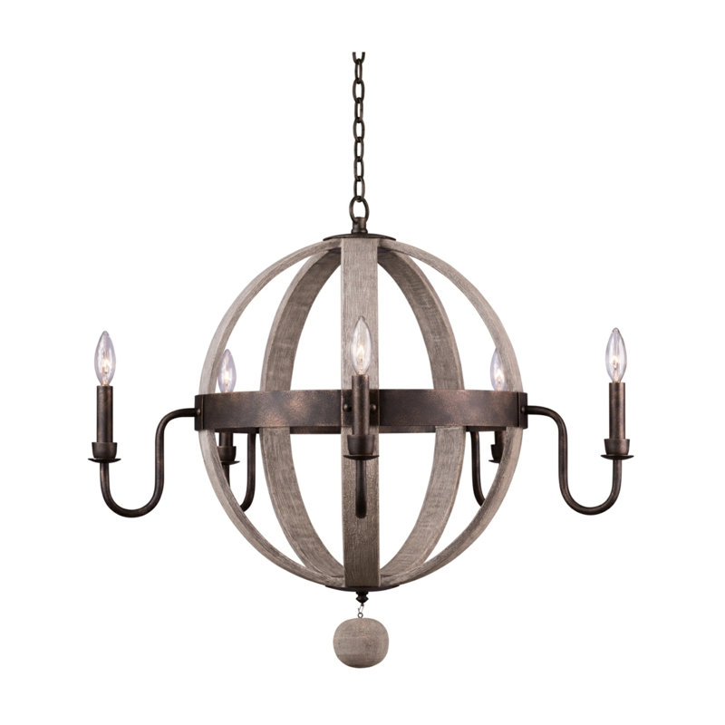 Harper 32-in 5 Light Socket Florence Gold Chandelier