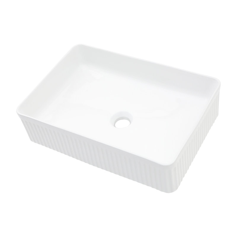Lavabo de salle de bain moderne en céramique blanche - vasque rectangulaire, teinture, vasque pratique rectangulaire, moderne, facile à installer
