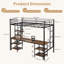 Metal Loft Bed with Desk and Shelves, Space - Saving Multifunctional Bed Frame