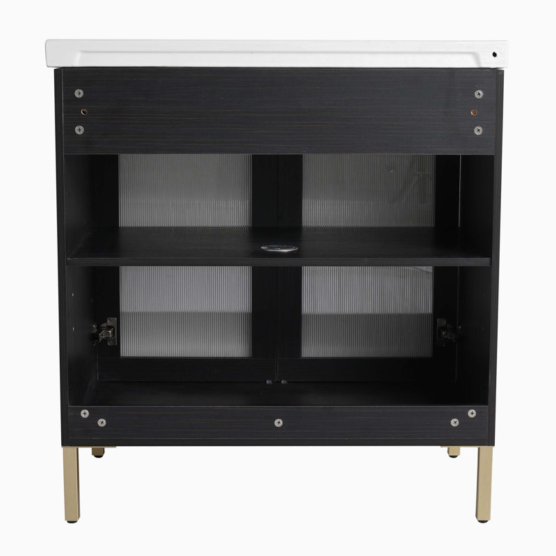 Meuble-lavabo simple 32,12 po avec plateau en céramique Waynant