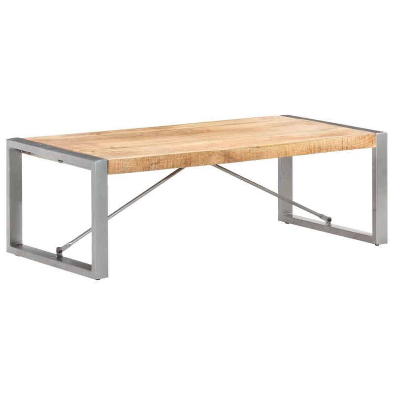 Coffee Table Solid Wood with Sheesham Finish, Grey, Oak, 15.7" H x 23.6" W x 47.2"D