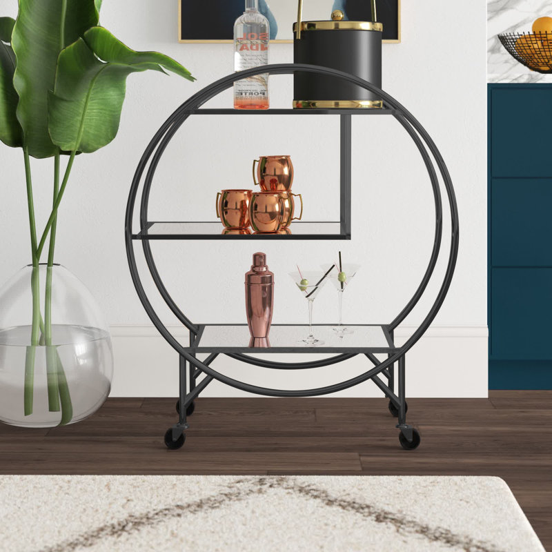 Vannoy Metal Bar Cart, Black