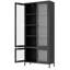 Grande armoire en acier avec 5 tablettes et 4 portes en verre pour le bureau, la chambre à coucher - portes de rangement en métal trempé noir, garde-manger de finition, utilisation