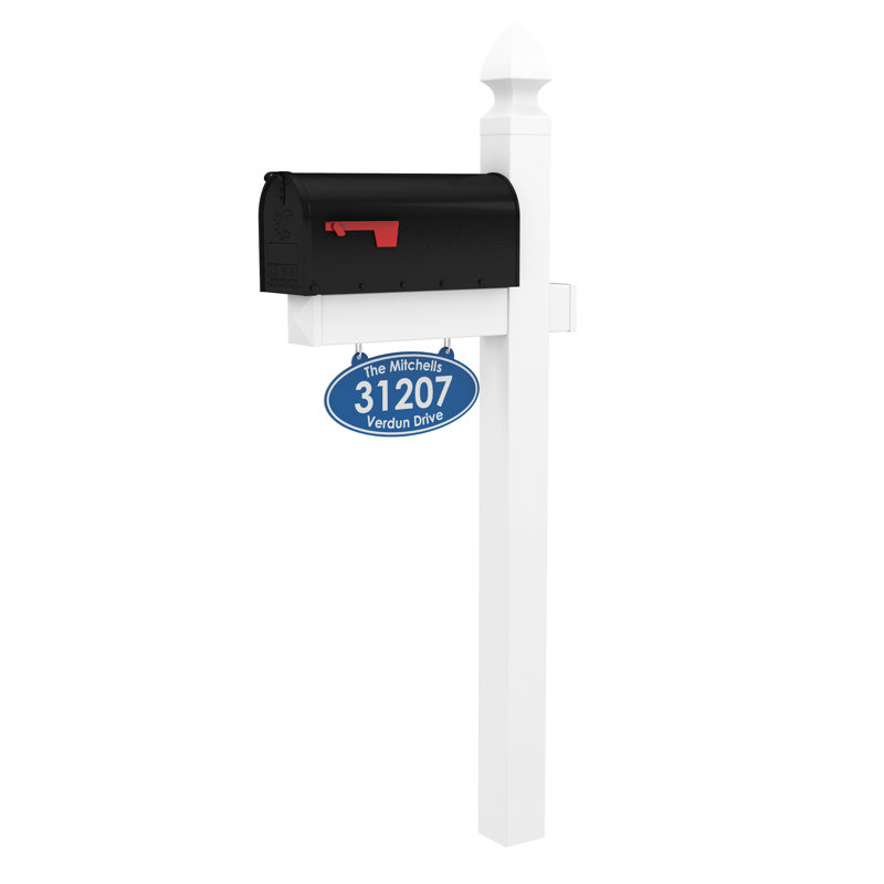 Plastic Post Mounted Mailbox, Blue