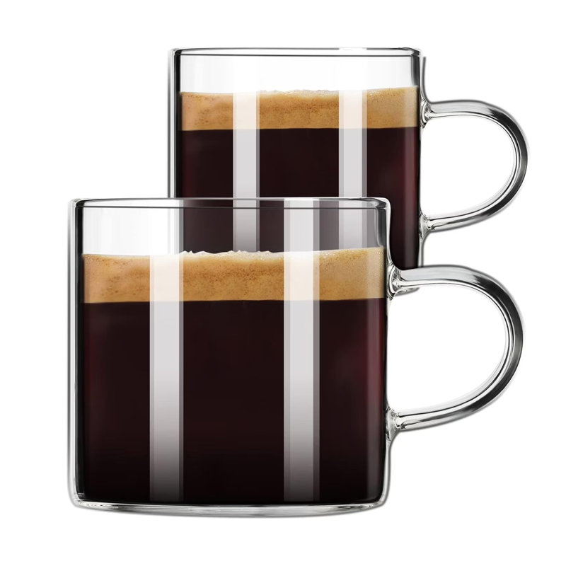 Ensemble de 2 tasses à espresso, verre à expresso 4,3 oz, petite tasse à café en verre avec poignée, accessoires espresso