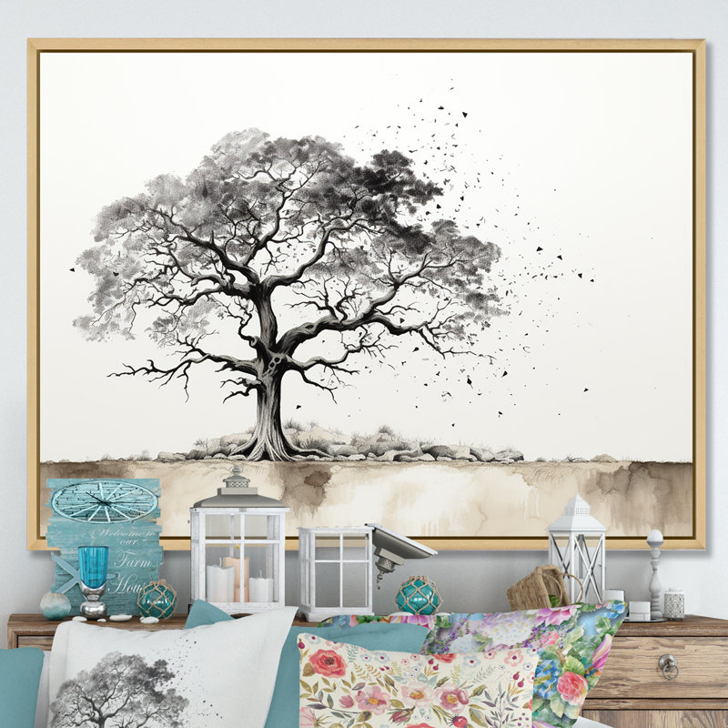 Baobab gris II sur toile, H 30 po x l 40 po x P 1,5 po, Cadre flottant naturel