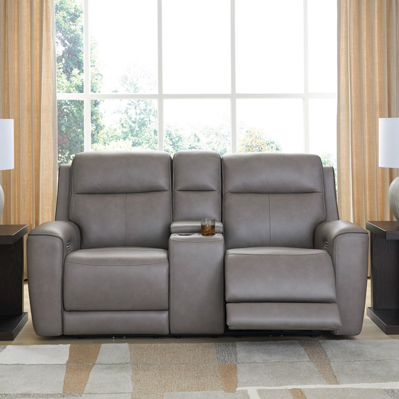Causeuse inclinable électrique avec console Val divia, Gris