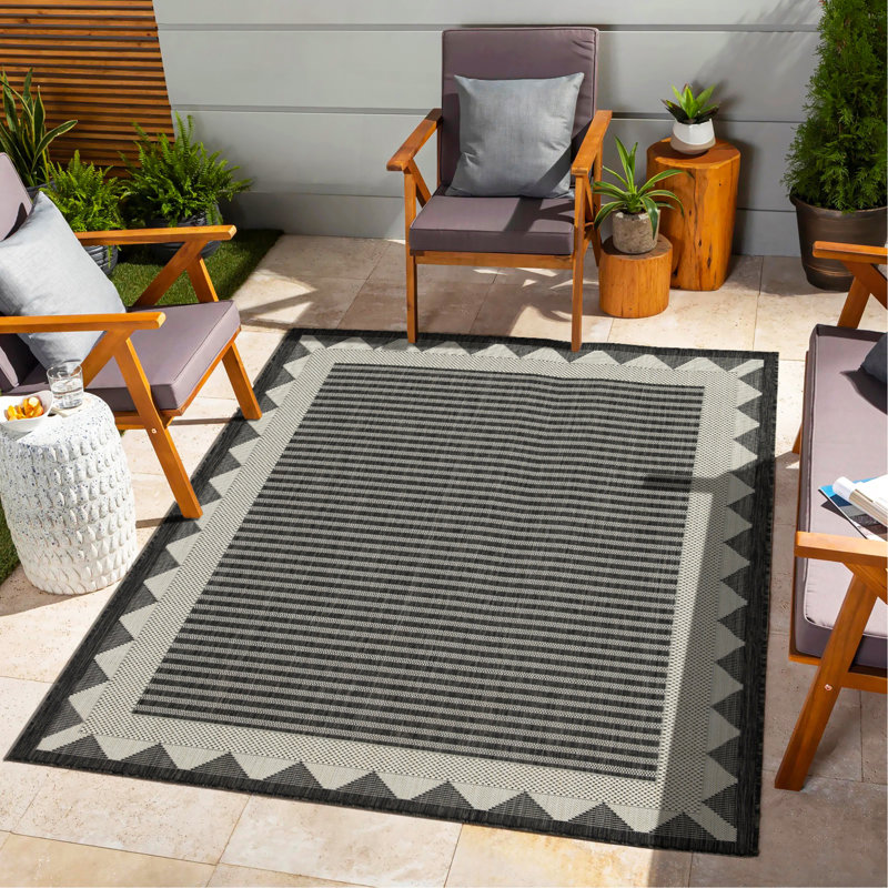 Anthracite Indoor/Outdoor Area Rug, Rectangle 7'10" x 10'3"