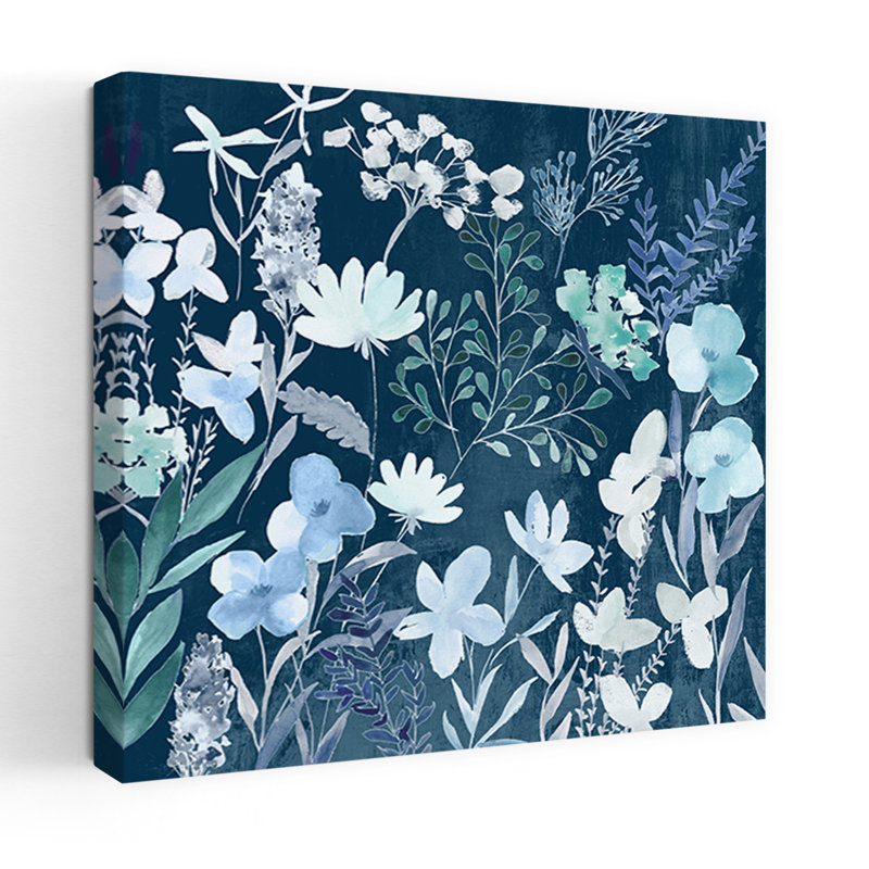 Floral Symphony In Blue Hues II by Hannah Dawson - Wrapped Canvas Print, 91.44 cm H x 91.44 cm W