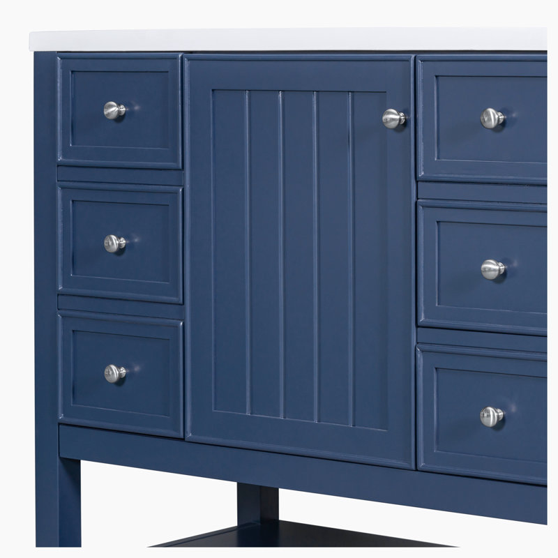 Meuble-lavabo sur pied simple 36 po avec plateau en céramique Holcey