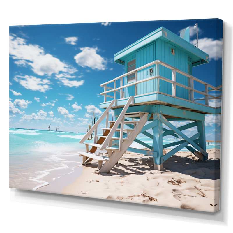 Turquoise Miami Lifeguard Whispers II, reproduction d'art sur toile, H 12 po x l 20 po x P 1 po, Toile tendue