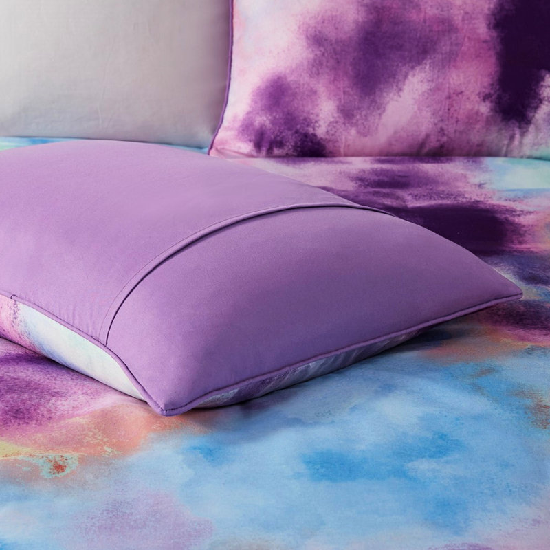 Ensemble de literie à teinture sur nœuds pour lit double / grand lit à vapeur, y compris les taies décoratives et les coussins décoratifs pour grand lit, bordures passepoilées, 2