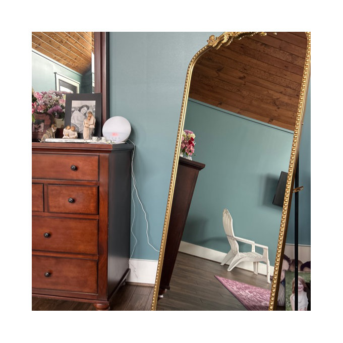 Arched Antique Ornate Vinatge Full Length Floor Mirror - Vintage Gold, 71" x 30"