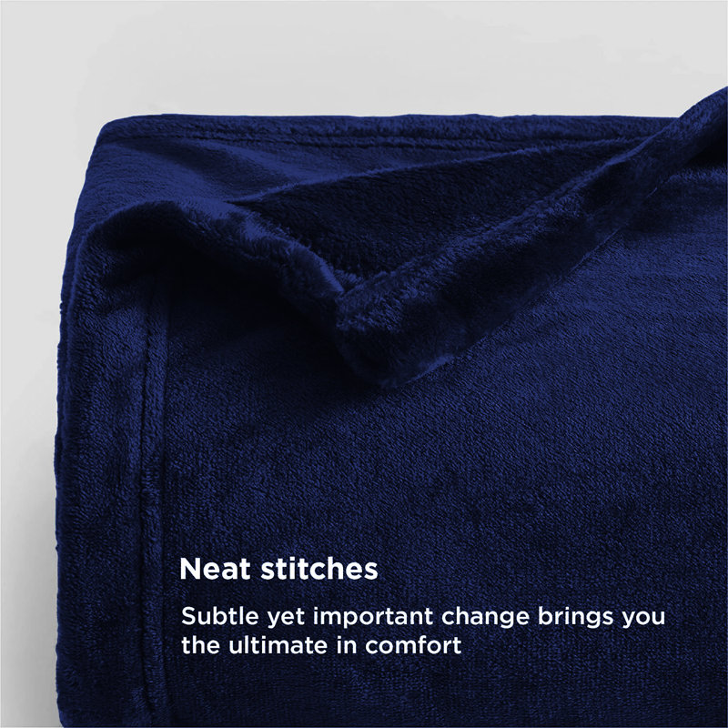 Jyon Soft Touch Mink Faux Fur Throw/Blanket, Navy, Double