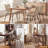Set of 2 Mid-Century Modern Dining Chairs, Upholstered Faux Leather Side Chairs with Metal Legs, Beige-1244013426-1244013424