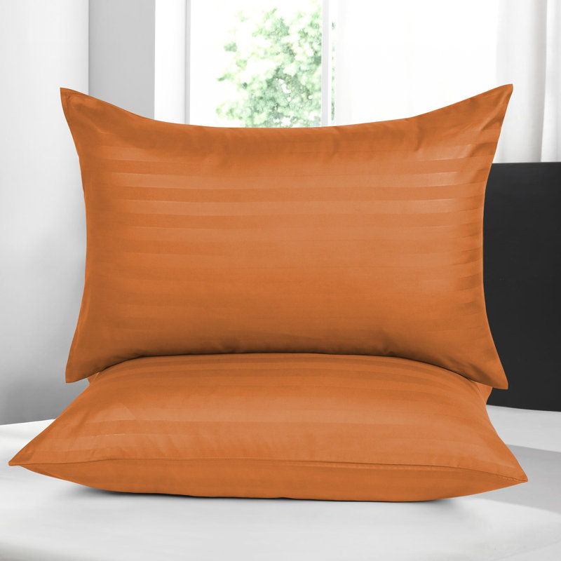 Microfiber Machine Tufted Stripe Pillow Cases- (Set of 2), Rust