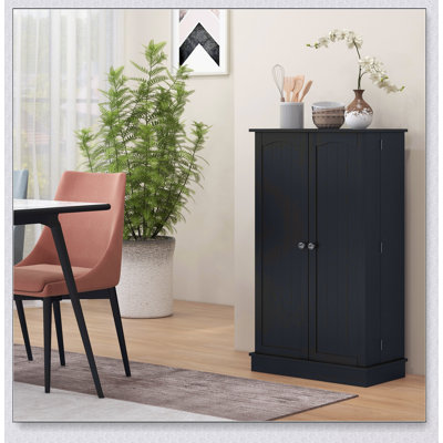 Armoire de rangement pour garde-manger autoportante de 41 pouces avec 12 tablettes de porte, portes doubles et 5 tablettes réglables à 5 niveaux pour une organisation améliorée