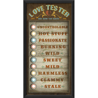 Publicité rétro encadrée pour l’love tester