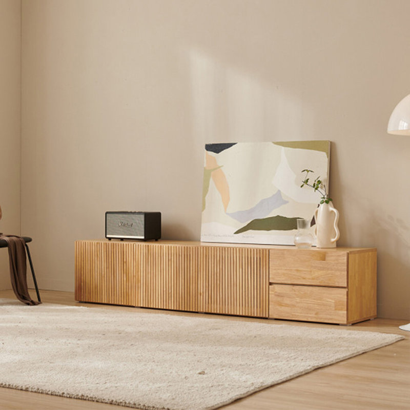 Modern Rubberwood TV Stand, Burlywood, 16.53"H x 78.74"L x 16.53"W